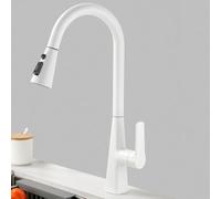 Rubinetto da cucina estraibile girevole a 360° in ottone, acqua calda e fredda, 3 modalità di spruzzo, elegante finitura nera, perfetto per cucine moderne