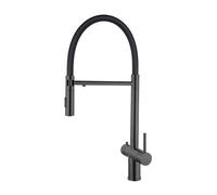 Rubinetto da cucina estraibile in acciaio inox, 3 modalità, flessibile, con due maniglie, design moderno grigio per un facile utilizzo e una maggiore durata