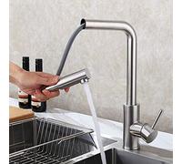 Rubinetto da cucina estraibile in acciaio inox, miscelatore girevole a 360°, 2 funzioni di spruzzo, design moderno, perfetto per cucine contemporanee e facile da installare