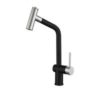 Rubinetto da cucina estraibile in acciaio inox nero a doppia funzione miscelatore per lavello monocomando design moderno facile da installare perfetto per uso domestico e ristorante