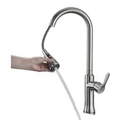 Rubinetto da cucina estraibile in bronzo nero Rubinetto con beccuccio a 2 funzioni Miscelatore acqua calda e fredda monocomando Lavello da cucina Gru Montaggio su ponte(Brush Nickel)