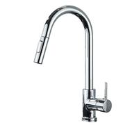 Rubinetto da cucina estraibile in oro spazzolato, girevole a 360°, miscelatore per lavello con maniglia singola, design moderno cromato, design a cascata ad arco alto, per una facile pulizia e stile