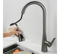 Rubinetto da cucina estraibile in ottone rotazione a 360 ° Miscelatore per acqua calda e fredda 3 modalità di spruzzo Elegante finitura nera Facile installazione Accessorio da cucina moderno