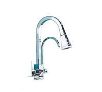 Rubinetto da cucina estraibile - Miscelatore per acqua calda e fredda a doppia maniglia, facile da installare, finitura cromata, rubinetto per acqua potabile pura per cucine moderne