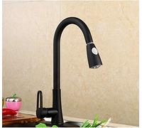 Rubinetto da cucina estraibile nero europeo - Miscelatore caldo e freddo in rame saldato design moderno facile da installare ideale per uso domestico e ristorante