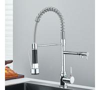 Rubinetto da cucina estraibile nero girevole a 360° Dual Mode miscelatore acqua calda e fredda montaggio a ponte design flessibile finitura cromata perfetto per cucine moderne