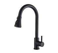 Rubinetto da cucina estraibile, nero opaco, doppia funzione, rubinetto miscelatore per lavabo da bagno, acqua calda e fredda, flusso e spruzzo, facile installazione, design moderno