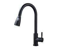 Rubinetto da cucina estraibile, nero opaco, miscelatore per acqua calda e fredda a doppia funzione, rubinetto per lavabo da bagno, flusso e soffione a spruzzo, design retrattile per un facile utilizzo