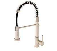 Rubinetto da cucina estraibile, rubinetto for lavello da cucina a molla con maniglia singola e spruzzatore a 2 funzioni, miscelatore monoforo in ottone massiccio con acqua calda e fredda(Beige)