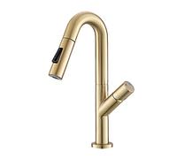 Rubinetto da Cucina Estraibile Spazzolato Miscelatore Girevole Rubinetto a T in Ottone per Acqua Calda e Fredda Lavello da Cucina Testina di spruzzo Facile da Pulire ed Elegante
