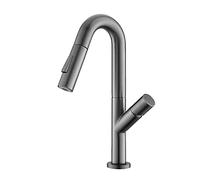 Rubinetto da Cucina Estraibile Spazzolato Miscelatore Girevole Rubinetto a T in Ottone per Acqua Calda e Fredda Lavello da Cucina Testina di spruzzo Facile da Pulire ed Elegante