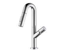 Rubinetto da Cucina Estraibile Spazzolato Miscelatore Girevole Rubinetto a T in Ottone per Acqua Calda e Fredda Lavello da Cucina Testina di spruzzo Facile da Pulire ed Elegante