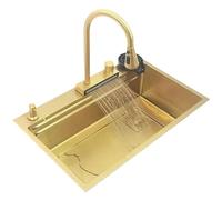 Rubinetto Da Cucina For Lavabo A Vasca Singola Con Topmount Dorato In Acciaio Inossidabile 304 Lavello Kichen Facile Da Pulire E Da Mantenere(75x46cm B)