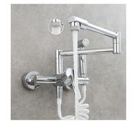 Rubinetto da cucina for lavabo caldo e freddo nascosto in rame, rubinetto pieghevole allungato, girevole universale for balcone(F)