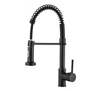 Rubinetto da cucina girevole a 360° con 2 modalità di spruzzo, in acciaio inox nero, miscelatore estraibile ad arco alto, per cucine moderne e facile da installare