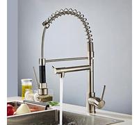 Rubinetto da cucina girevole a 360 ° con doccetta estraibile Miscelatore per acqua calda e fredda Miscelatore multifunzione per lavello in acciaio inossidabile con finitura a pennello.