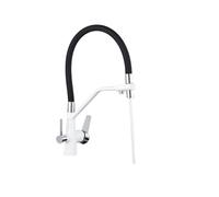 Rubinetto da cucina girevole a 360° con filtro dell'acqua, flessibile, sistema di depurazione, rubinetto a 3 vie, design moderno bianco cromato, ideale per acqua potabile pulita