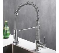 Rubinetto da cucina girevole a 360° con foro singolo, miscelatore estraibile con 2 modalità di flusso d'acqua, finitura cromata, acqua calda e fredda, perfetto per l'aggiornamento del lavandino