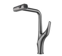 Rubinetto da cucina girevole a 360 ° con spruzzatore estraibile 3 funzioni rubinetto a cascata in ottone monocomando miscelatore per lavello moderno grigio rubinetto per lavello da cucina