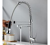 Rubinetto da cucina girevole a 360° con spruzzatore estraibile in acciaio inox miscelatore monocomando rubinetto finitura cromata design moderno per una facile pulizia e comodità