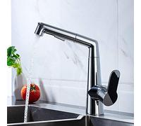 Rubinetto da cucina girevole a 360 ° con spruzzatore estraibile, miscelatore in ottone a 2 funzioni, rubinetto monocomando nero e cromato per lavello, apparecchi da cucina moderni