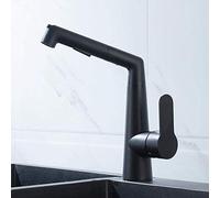 Rubinetto da cucina girevole a 360° con spruzzatore estraibile, miscelatore in ottone a 2 funzioni, rubinetto monocomando nero, design moderno (finitura nera)