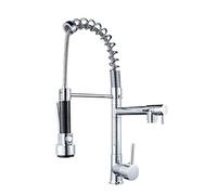 Rubinetto da cucina girevole a 360 ° con spruzzatore retrattile, miscelatore per acqua calda e fredda a maniglia singola, rubinetto per lavello a molla in lega di rame espandibile