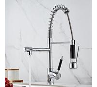 Rubinetto da cucina girevole a 360 ° cromato multifunzione monocomando rubinetto a spruzzo caldo e freddo moderno miscelatore per lavello da cucina con design a molla