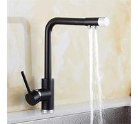 Rubinetto da cucina girevole a 360 gradi in ottone con filtro a 3 vie per acqua potabile pulita Finitura nera e design elegante sistema di filtraggio sotto il lavandino
