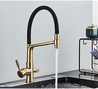 Rubinetto da cucina girevole a 360° in oro spazzolato con doppia modalità in ottone miscelatore e filtro elegante risparmio idrico perfetto per cucine moderne