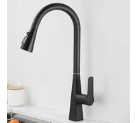 Rubinetto da cucina girevole a 360° in ottone, miscelatore per acqua calda e fredda, 3 modalità di spruzzo, design moderno nero, perfetto per uso domestico e cucina