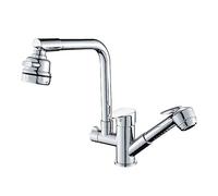 Rubinetto da cucina girevole a 360° in ottone Pull Down Rubinetto miscelatore monocomando Doppia uscita Acqua calda e fredda 3 modalità di spruzzo Perfetto per l'uso del lavandino domestico