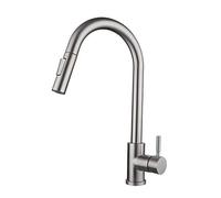 Rubinetto da cucina girevole a 360°, miscelatore ad arco alto monocomando, induzione calda e fredda, rubinetto per lavello in acciaio inox con spruzzatore retrattile, design bianco moderno