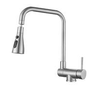 Rubinetto da cucina girevole a 360° monoforo monocomando Miscelatore per lavello in acciaio inox con 3 modalità d'acqua Doccia estraibile(Black)