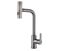 Rubinetto da cucina girevole a 360° Monomando regolabile con 3 modalità Grifo Straordinario Cocina Elegante Design Grigio Beccuccio a cascata per la casa moderna