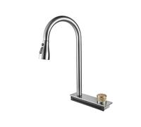 Rubinetto da cucina girevole a cascata multi-uscita, miscelatore caldo e freddo, design a pioggia a foro singolo, beccuccio ad arco, moderno acciaio inless per un facile utilizzo e aggiornamento slish