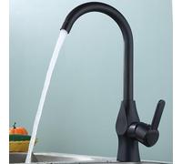 Rubinetto da cucina girevole con finitura cromata per lavello con funzione di miscelazione acqua fredda e calda e design base in ottone di lunga durata (nero)