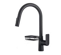 Rubinetto da cucina girevole monocomando miscelatore acqua fredda e calda beccuccio estraibile girevole a 360° finitura nera design moderno per lavello facile installazione