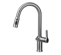 Rubinetto da cucina Gun Grey con spruzzatore estraibile Temperatura LED Display digitale for lavello for in ottone Girevole a 360° Miscelatore doccetta a 3 funzioni, Maniglia singola