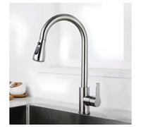 Rubinetto Da Cucina In Acciaio Inox 304 Argento Spazzolato, Getto Estraibile A 360° Con 2 Modalità, Miscelatore Monocomando Ad Arco Alto Con Cartuccia In Ceramica, Tubo Estendibile