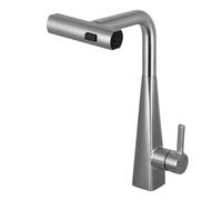 Rubinetto da cucina in acciaio inox con spruzzatore estraibile 3 modalità di spruzzo, 24 x 36 cm, miscelatore moderno per una facile pulizia e un uso versatile, finitura argento