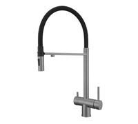 Rubinetto da cucina in acciaio inox, estraibile, a 3 vie, girevole, per cucina,Gris