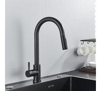 Rubinetto da cucina in oro spazzolato di lusso, miscelatore caldo e freddo rotante a 360°, finitura nera opaca, beccuccio a doppia funzione, arredamento moderno per la casa, design elegante per cucine