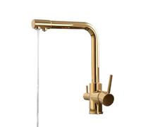 Rubinetto da cucina in ottone a 3 vie beccuccio girevole per acqua calda fredda direttamente potabile rubinetto multifunzione per lavello(Gold)