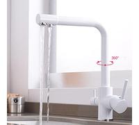 Rubinetto da cucina in ottone a 3 vie girevole a 360°, rubinetto multifunzionale per lavello 3 in 1 con sistema di filtraggio dell'acqua, elegante finitura oro (colore: bianco)