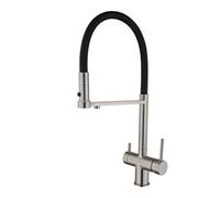 Rubinetto da cucina in ottone a 3 vie, tocco di filtro dell'acqua a doppia temperatura, grigio, finitura spazzolata, installazione facile e design elegante per acqua calda e fredda Beauty Comes