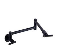 Rubinetto da cucina in ottone a parete con braccio oscillante, estensibile e pieghevole, doppio snodo riempitore, doppia maniglia, rubinetto per lavello a foro singolo (bronzo nero C)