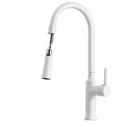 Rubinetto da cucina in ottone bianco con doccetta estraibile girevole a 360° Dual Mode ugello per acqua calda e fredda miscelatore telescopico lavello rubinetto colore A