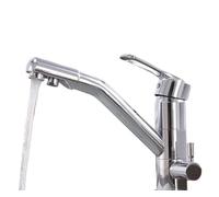Rubinetto da cucina in ottone con 3 vie per acqua pura Rubinetti monocomando con rotazione a 360° per acqua calda fredda per lavello(Silver)