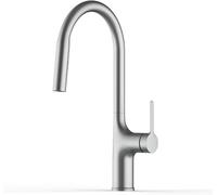 Rubinetto da cucina in ottone con acqua calda e fredda, spruzzatore estraibile a doppia funzione, design moderno, facile installazione, finitura grigia (modello v72-)